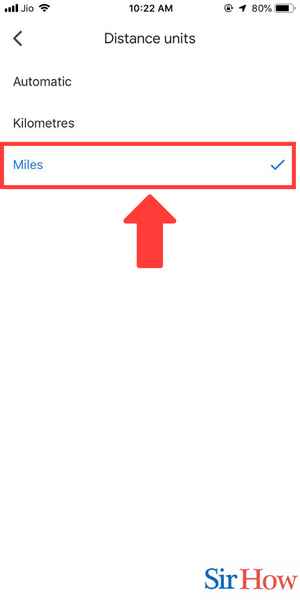 Image title Change km to Miles on Google Maps iPhone Step 5