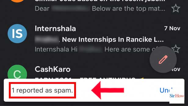 Image Title Designate Email As Spam In Gmail App Step 4
