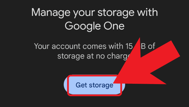 Tap on get storage
