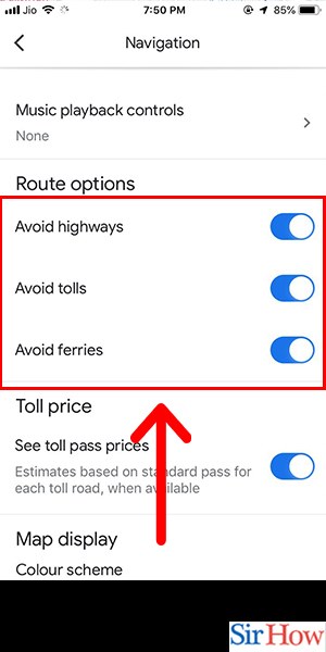 Image title Avoid Motorways on Google Maps iPhone Step 5