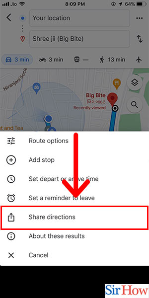 Image title Copy Google Maps Directions to Send on iPhone Step 5
