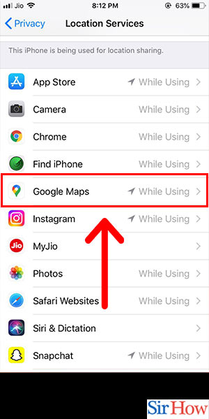 Image title Disable Google Maps on iPhone Step 4