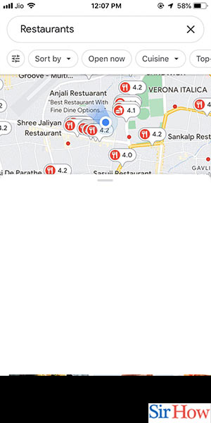 Image title Find Restaurants on Google Maps iPhone Step 3