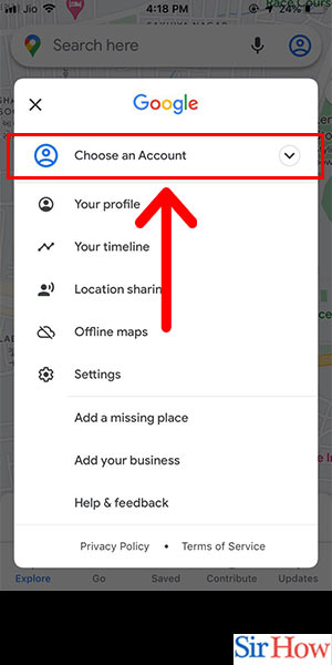 Image title Link Google Account to Google Maps on iPhone Step 3