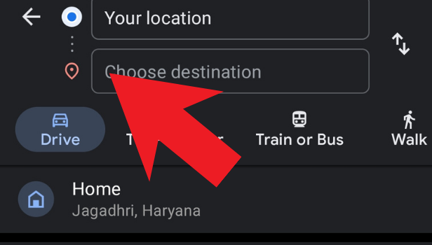 Click on choose destination and enter your location manually