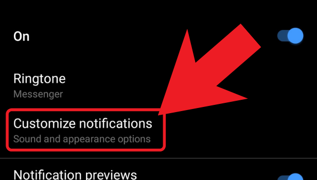 Under notifications and sounds, click on customize notification to change the sound