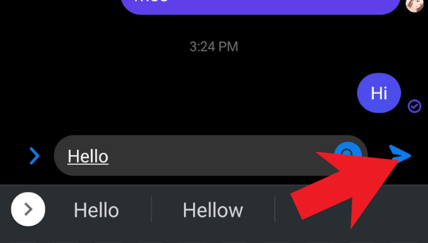 Tap on the arrow button in the corner, near the message box, to send the message