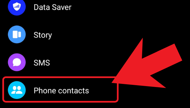 Scroll down and click on phone contacts option