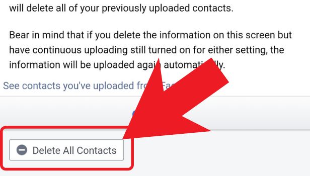 Scroll down and click on delete all contacts, this will delete all the phone contacts added in messenger