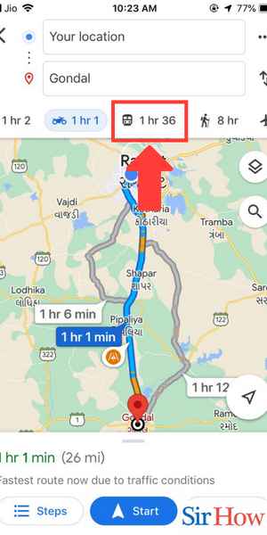 Image title Change Mode of Transportation in Google Maps iPhone Step 6