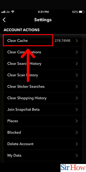 Image title Clear Snapchat Cache on iPhone Step 5