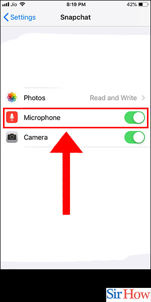 Image title Enable Microphone on iPhone for Snapchat Step 3