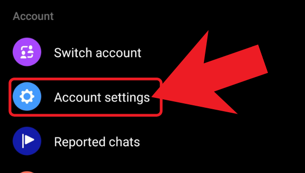 scroll down and click on account settings