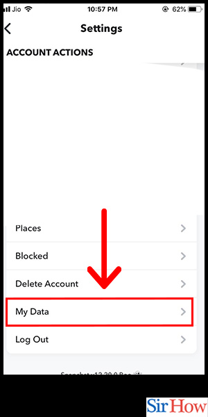 Image title Open My Data Snapchat on iPhone Step 5