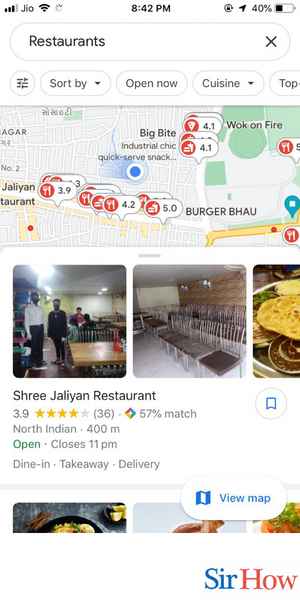Image title Search Nearby on Google Maps iPhone Step 3