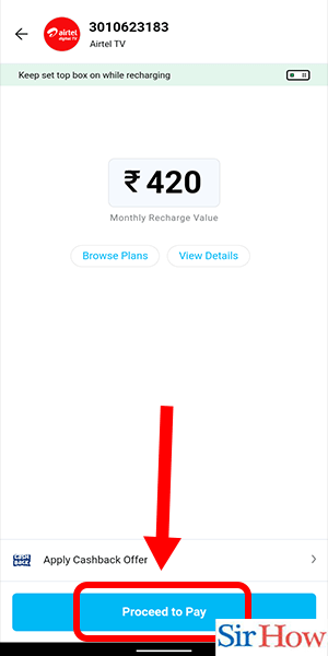 Image Tilted Recharge Airtel DTH From Paytm Step 10