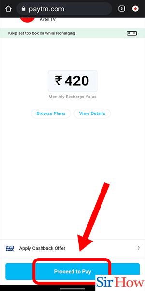 Image Tilted Recharge Airtel DTH From Paytm Step 20
