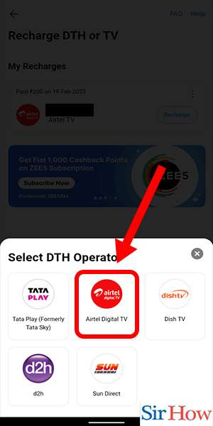Image Tilted Recharge Airtel DTH From Paytm Step 3