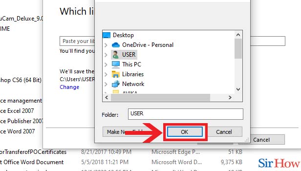 Image title Change OneDrive Location step 4