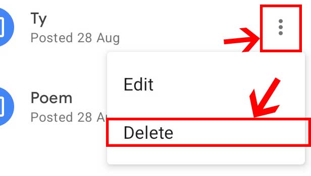 image title Delete an Assignment in Google Classroom step 4