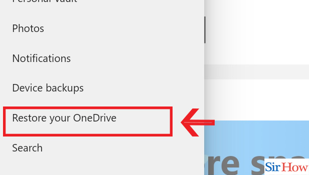 Image title Restore Onedrive to a Previous Date step 3