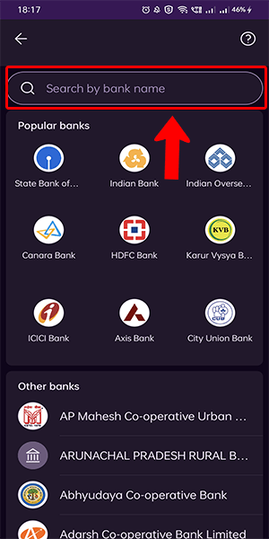  add bank acc in phonepe step 4
