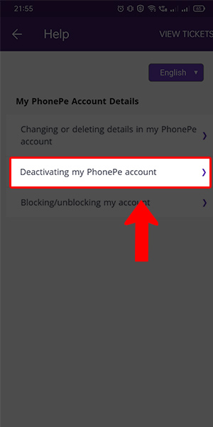 how to delete phonepe account step 7