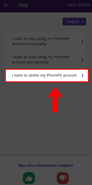 how to delete phonepe account step 8