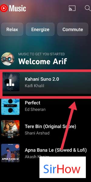 Image title turn off YouTube music on android step 2